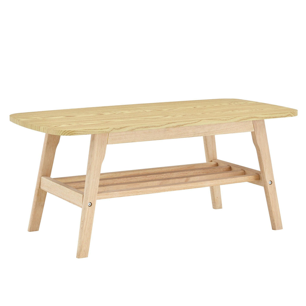 39 Inch Solid Wood Coffee Table with Double Layer Storage.