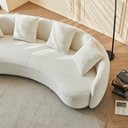 Modern Curved Velvet Sofa with 4 Pillows for Living Room.