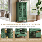 Multifunctional Antique Green Storage Cabinet - 55'' Tall w/ Drawer with adjustable shelves, large drawer, and premium slides.
