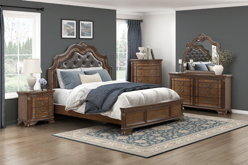 Traditional Dresser with 6 Storage Drawers - Dark Brown.