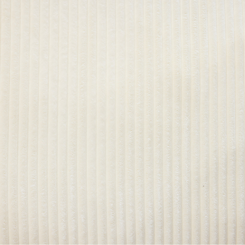 Detailed texture of white corduroy fabric used in the Compressed Corduroy Sofa, highlighting soft and skin-friendly material.
