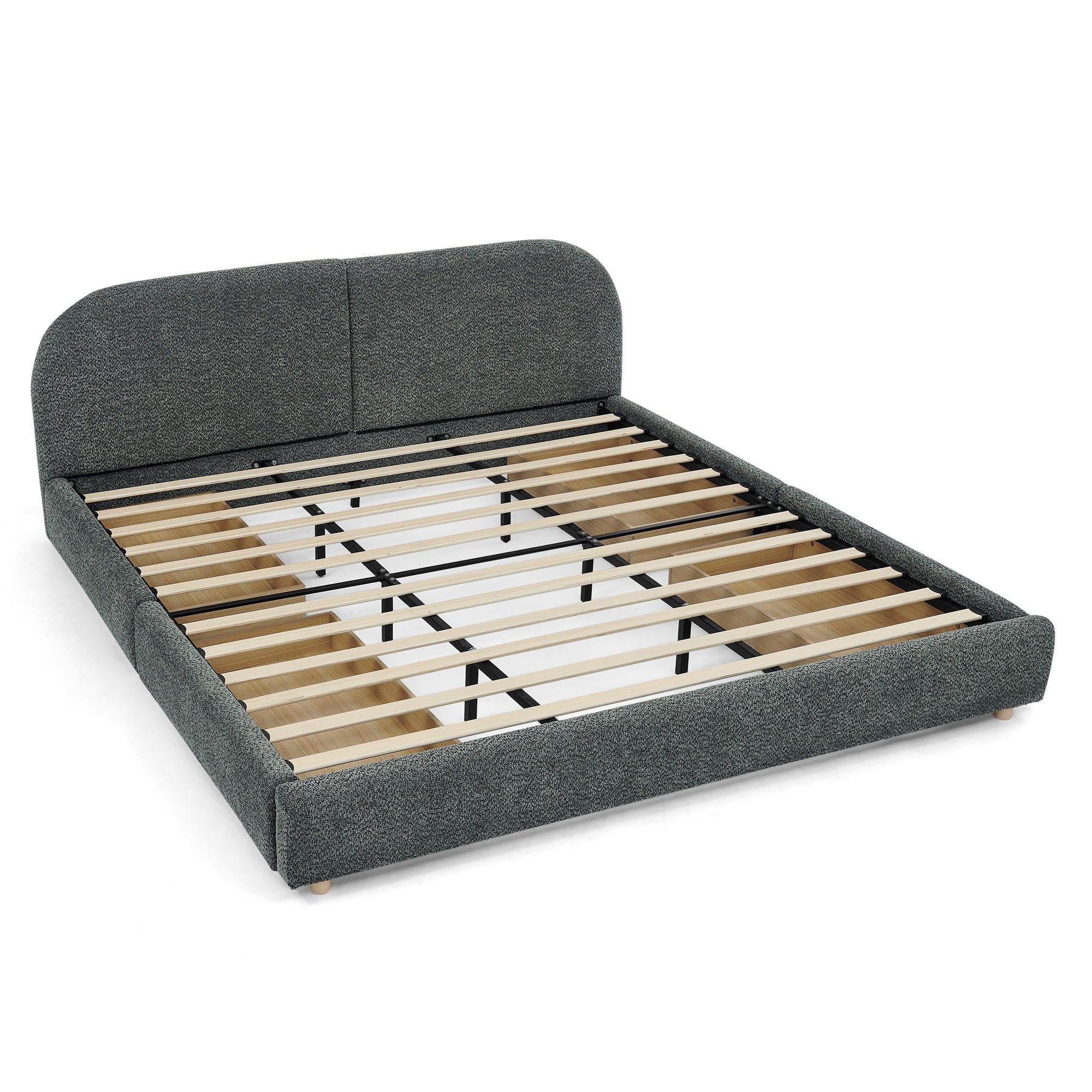 King Size Upholstered Bed Frame with Storage and Headboard.