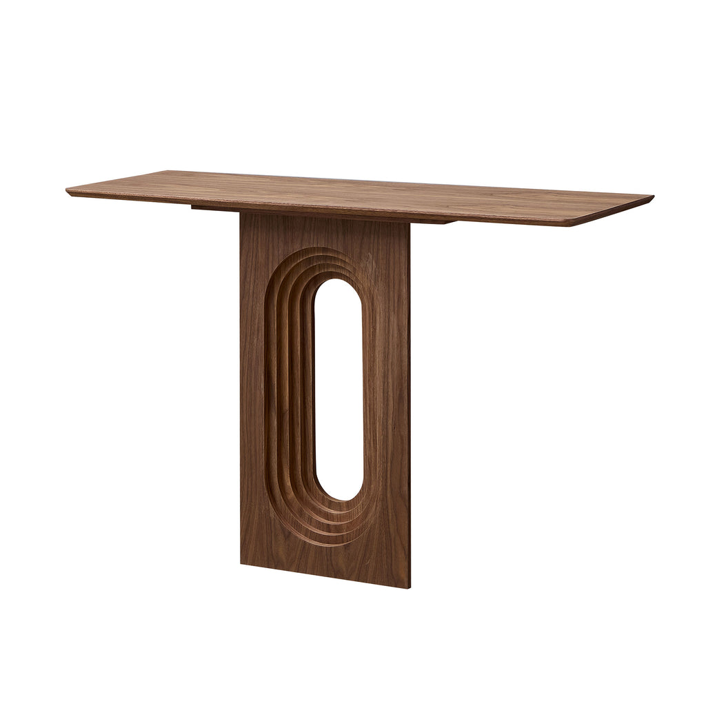 Walnut Modern Console Table with Loopback Design
