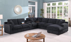 Chiara Dark Gray Sectional Sofa with Charging Ports.