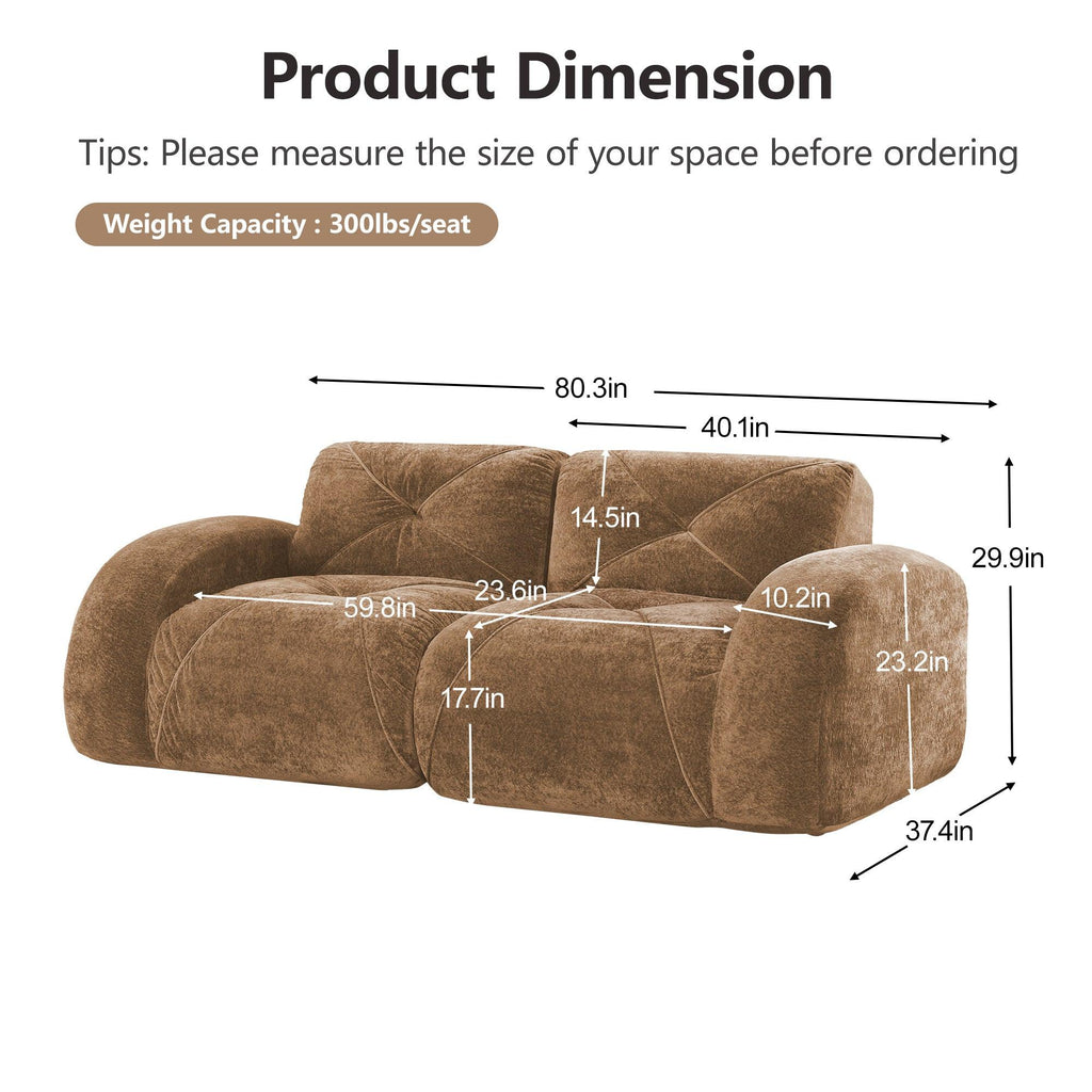 Modern Velvet Sofa Set - 2 Piece Deep Seat Couch.