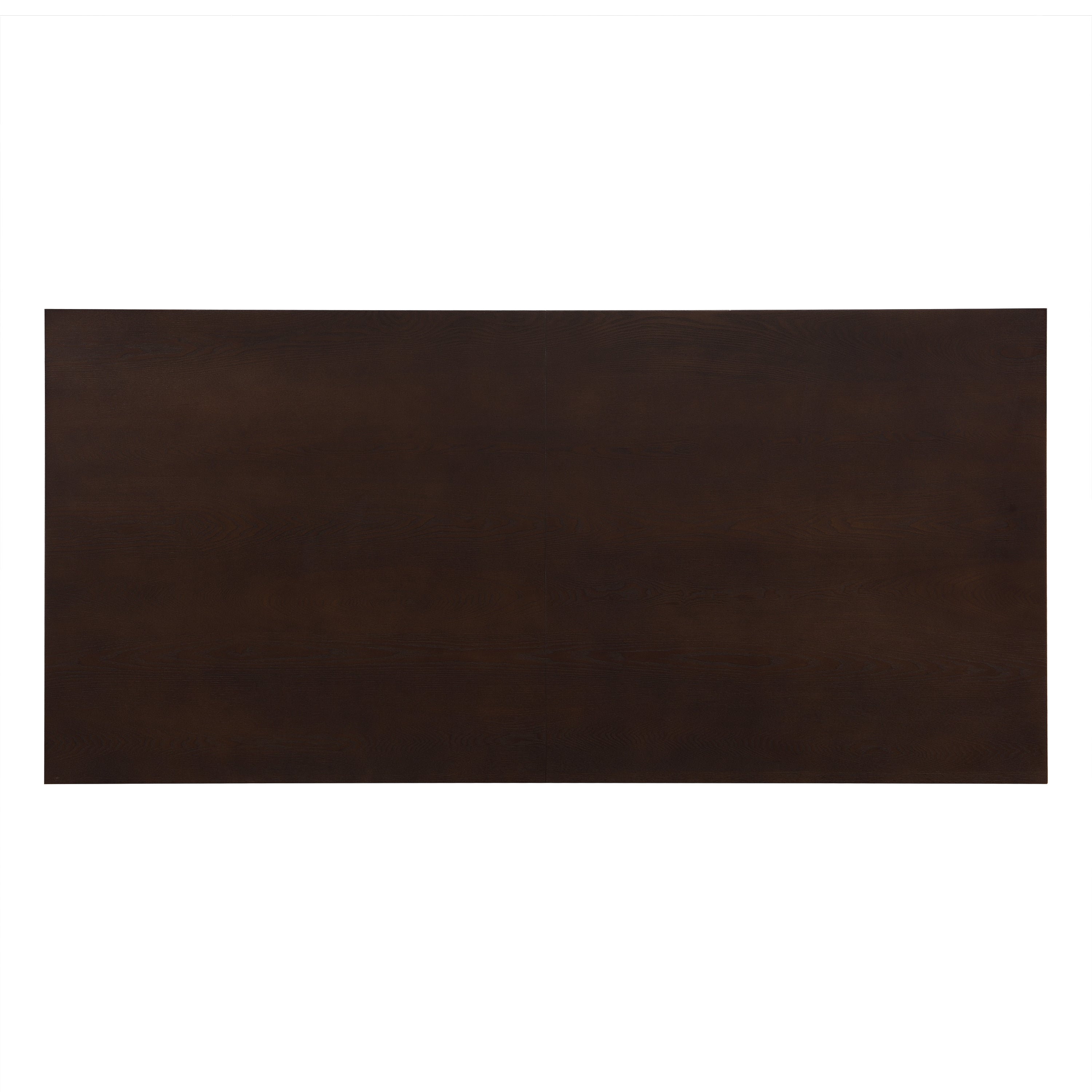 Top-down view of the 84-inch espresso dining table showcasing its smooth, dark wood surface and generous seating capacity for 6-8 people.