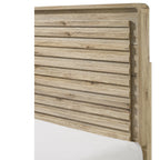 Mid-century King Size Panel Bed with Slatted Design.