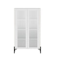 Abbey 32' Tempered Glass Bookcase Cabinet in White (4-Shelf)