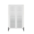 Abbey 32' Tempered Glass Bookcase Cabinet in White (4-Shelf)