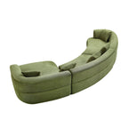 155.91 inch Curved Green Sectional Sofa with 5 Pillows.