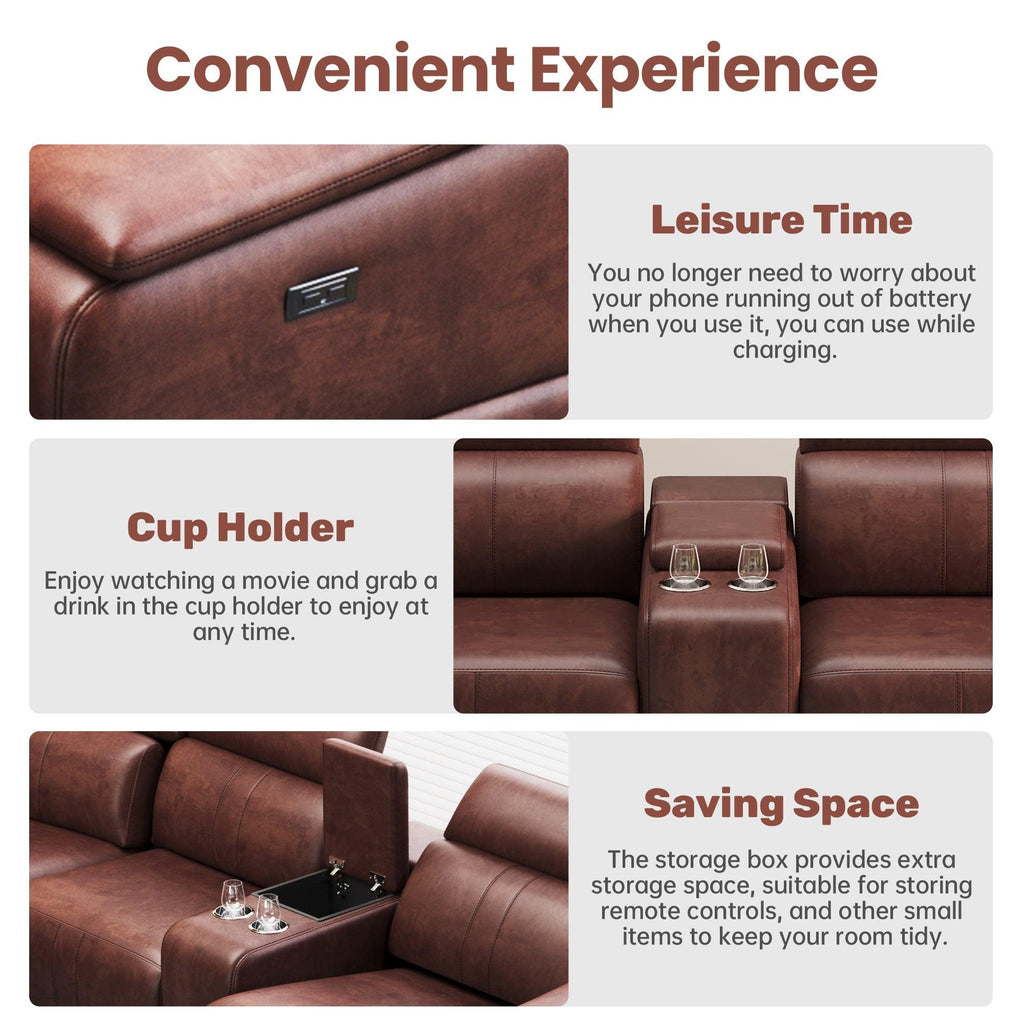 6-Piece Modular Leather Sectional Sofa for Living Room.