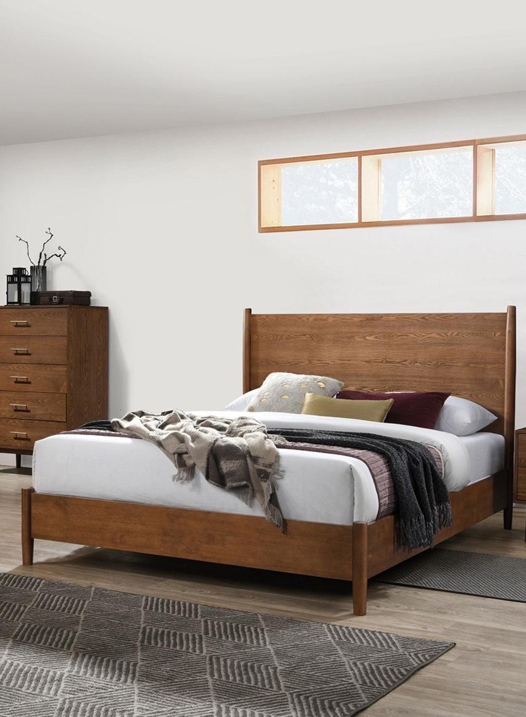 Walnut Bedroom Set with Nightstands - Mid-Century Modern Style.