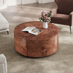 Burl Wood Coffee Table with Drawers - 360° Rotating Top.