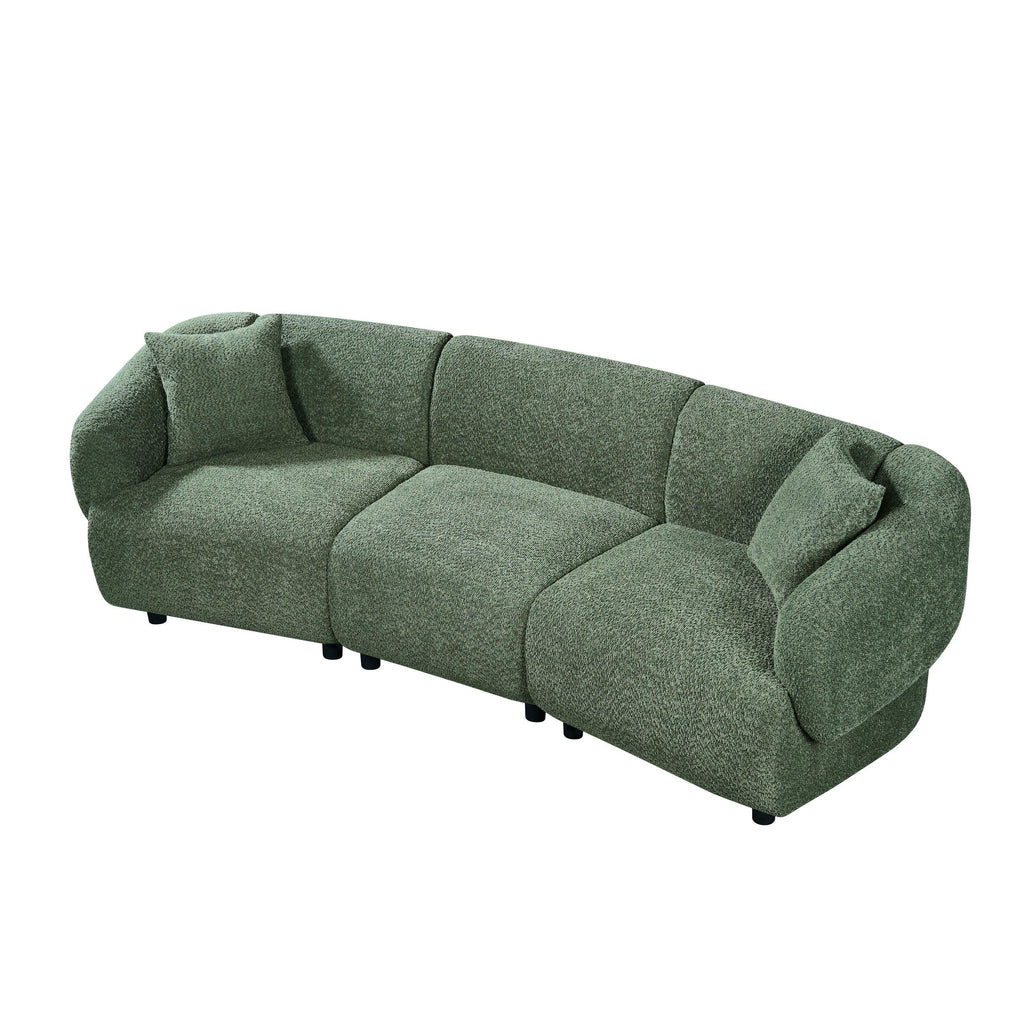 Curved 3-Seater Sofa in Green - Comfortable Seating & Modern Design.