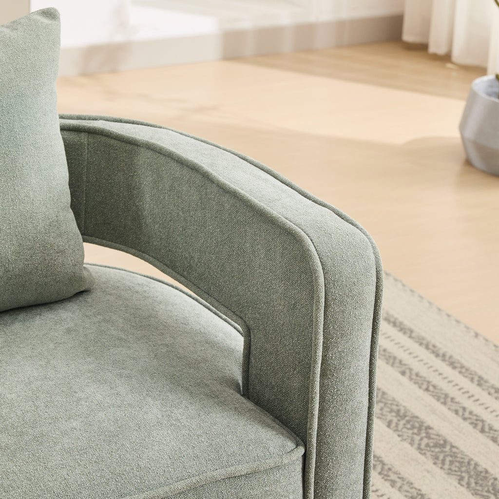 Armrest detail of Swivel Accent Chair Linen Blend - Weathered Base displaying smooth stitching and ergonomic curve.