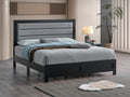 Plano Black Wood King Bed with Padded Faux Leather Headboard