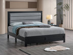 Plano Black Wood King Bed with Padded Faux Leather Headboard
