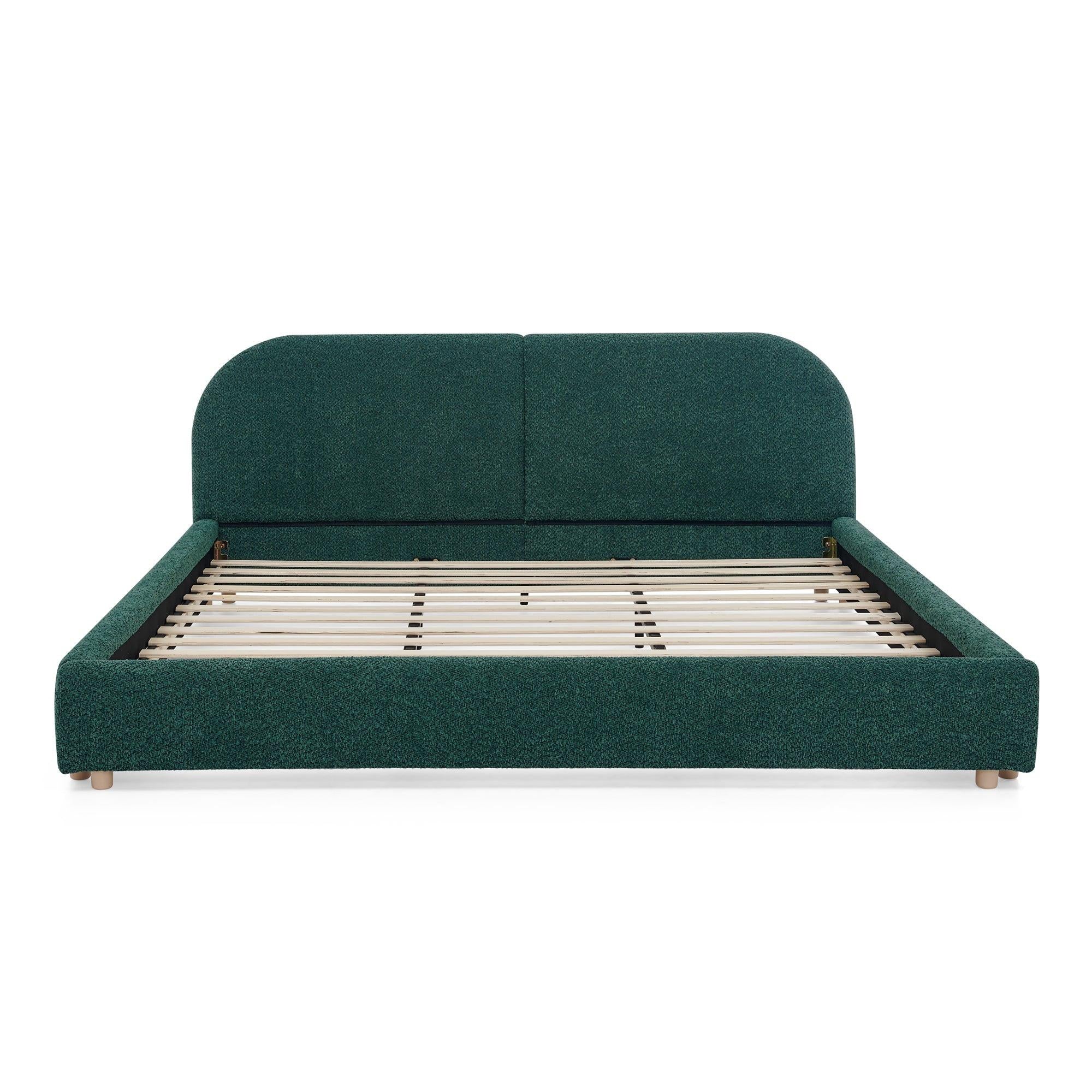 King Size Upholstered Bed Frame with Curved Headboard.