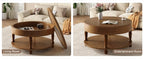 Coffee Table with Dual Storage for Living Room, 31.5' Modern Round Coffee Table with Storage and Hidden Compartment, Adjustable Leveling Feet, Easy Assembly (Walnut).