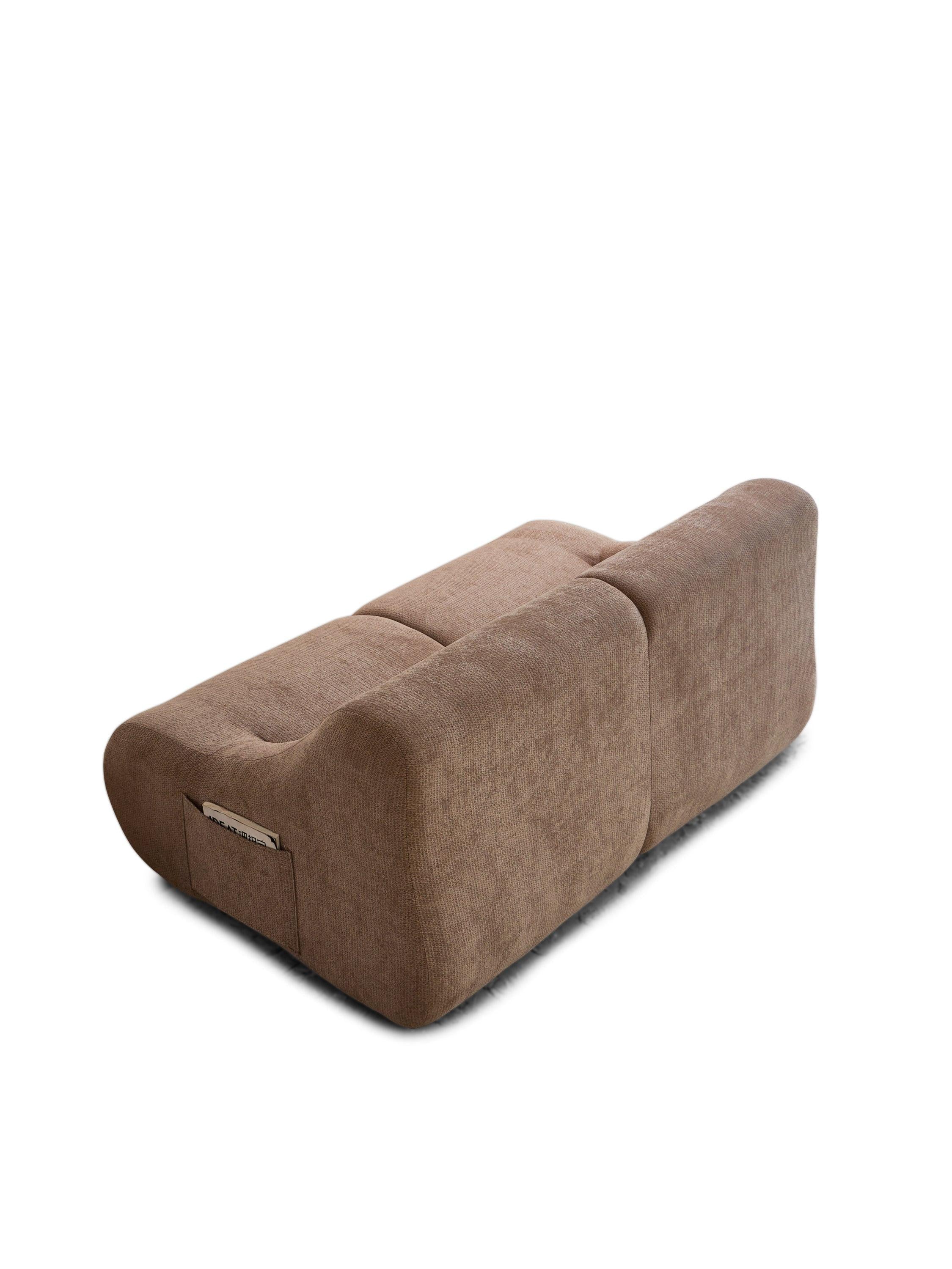 Chenille Fabric 2-Seater Sofa, Easy-Transport, Brown.