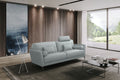 Tussio 68-Inch Light Blue Top Grain Leather Loveseat with Pillows