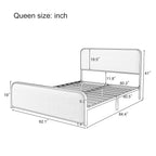 Queen Metal Bed Frame with Upholstered Headboard and Storage.