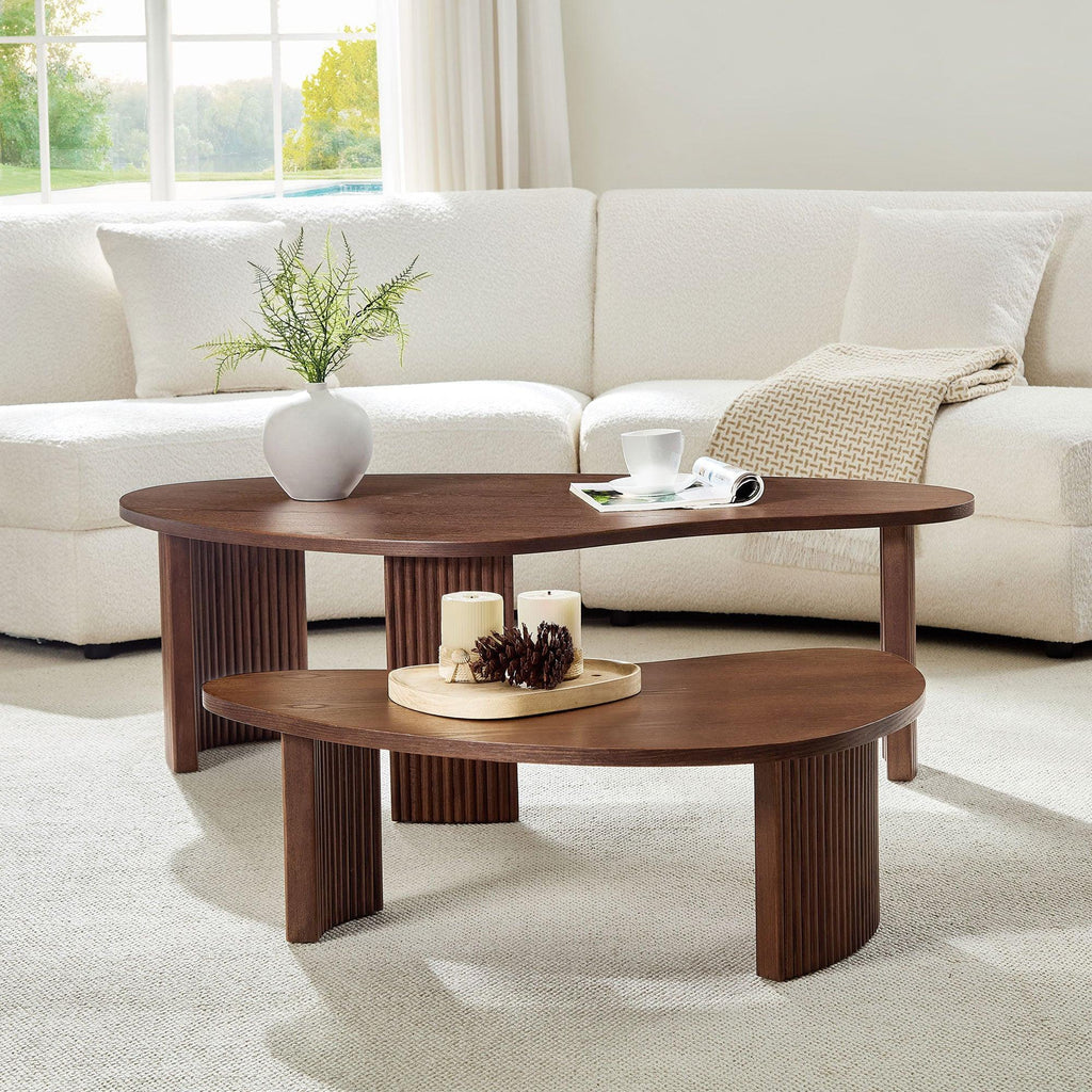 2-Piece Modern Irregular Coffee Table Set for Living Room.