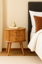 Solid Wood Soba Nordic Bedside, 2-Drawers, Nordic Legs, Light Brown