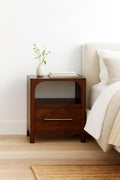Solid Wood Arched Edge 1 Drawer Bedside Table.