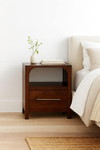 Solid Wood Arched Edge 1 Drawer Bedside Table.