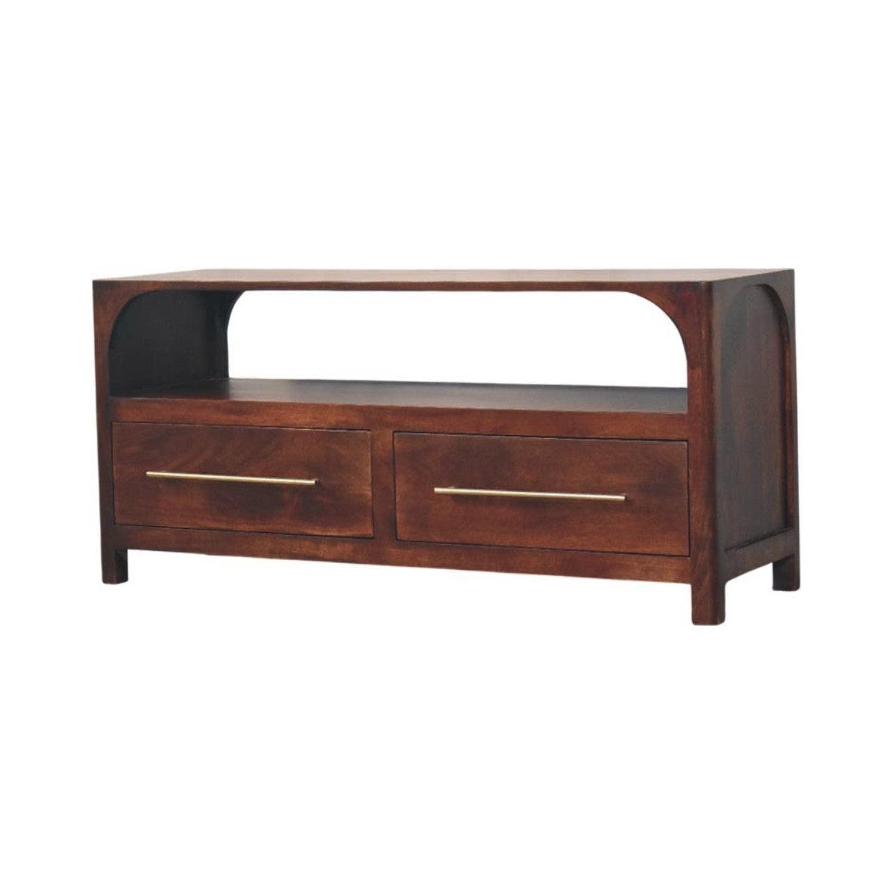 Solid Wood Arched Edge Media Unit.