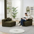 Chenille Curved Sectional Sofa with 2 Pillows.