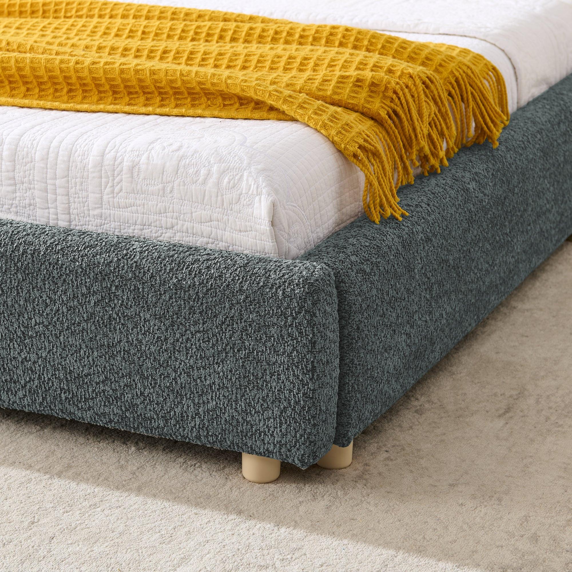 King Size Upholstered Bed Frame with Curved Headboard.