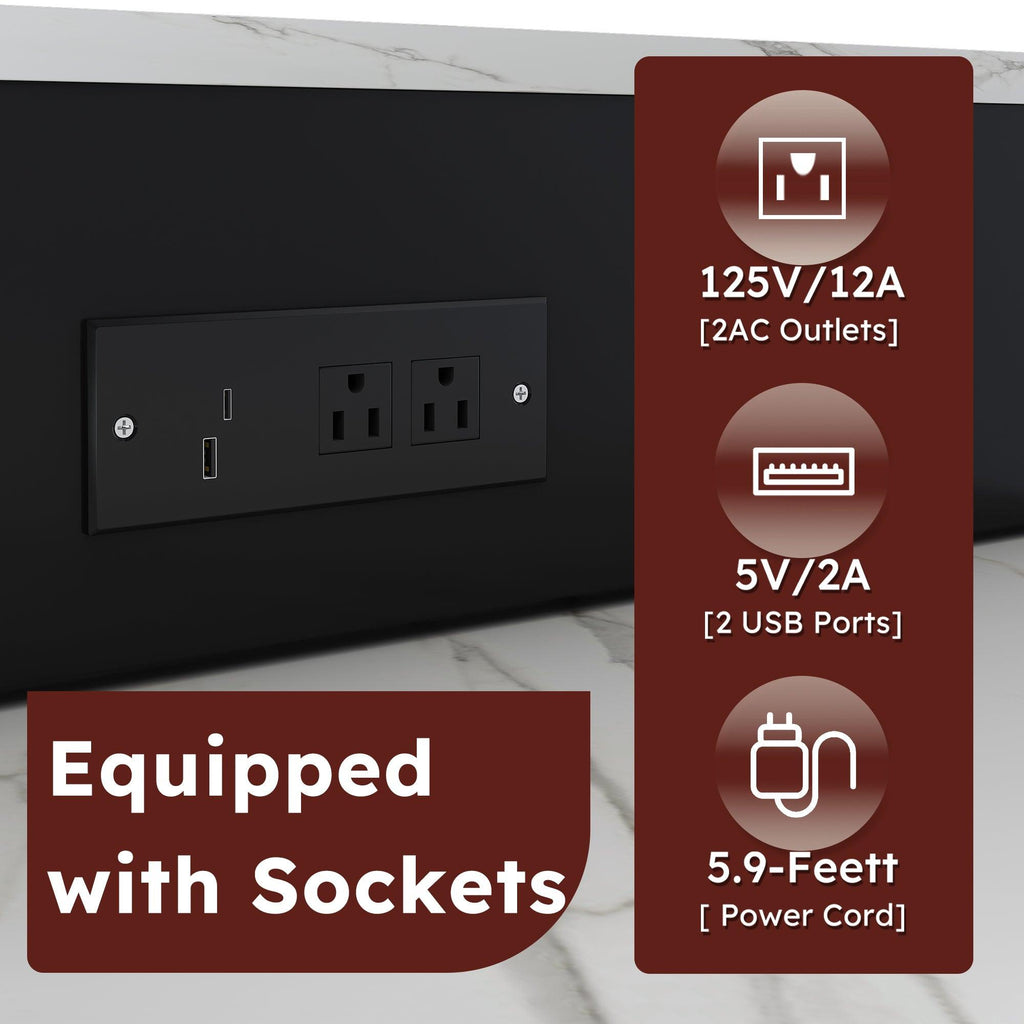 Expandable Kitchen Island with Power Outlet & Storage.
