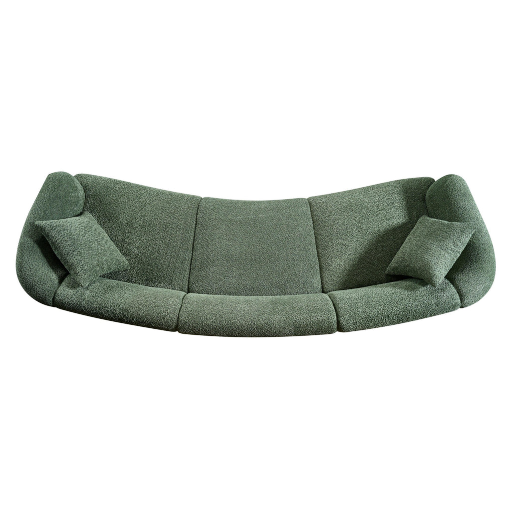 Curved 3-Seater Sofa in Green - Comfortable Seating & Modern Design.