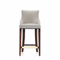 Shubert Wood Upholstered Barstool in Light Gray