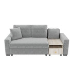 79-Inch Modern Grey Chenille Sofa with Built-In Storage Armrest