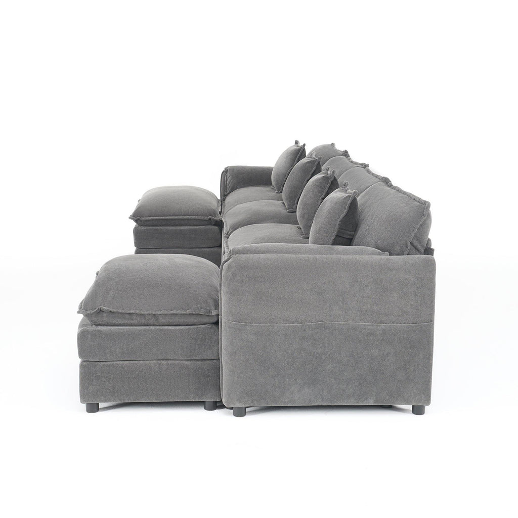 Modular Sectional Sofa Grey - Comfy 4-Seater Couch Set.