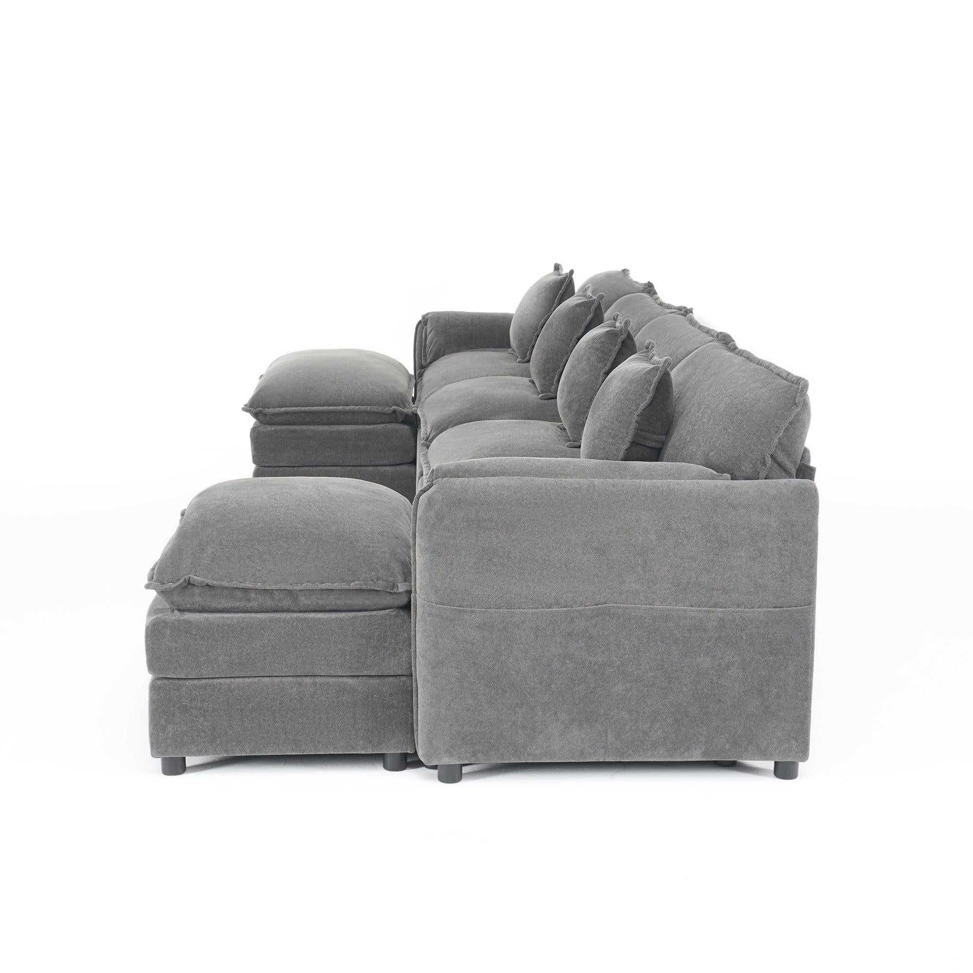 Modular Sectional Sofa Grey - Comfy 4-Seater Couch Set.