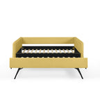 Modern Yellow Boucle Full Size Daybed with Pop-up Trundle
