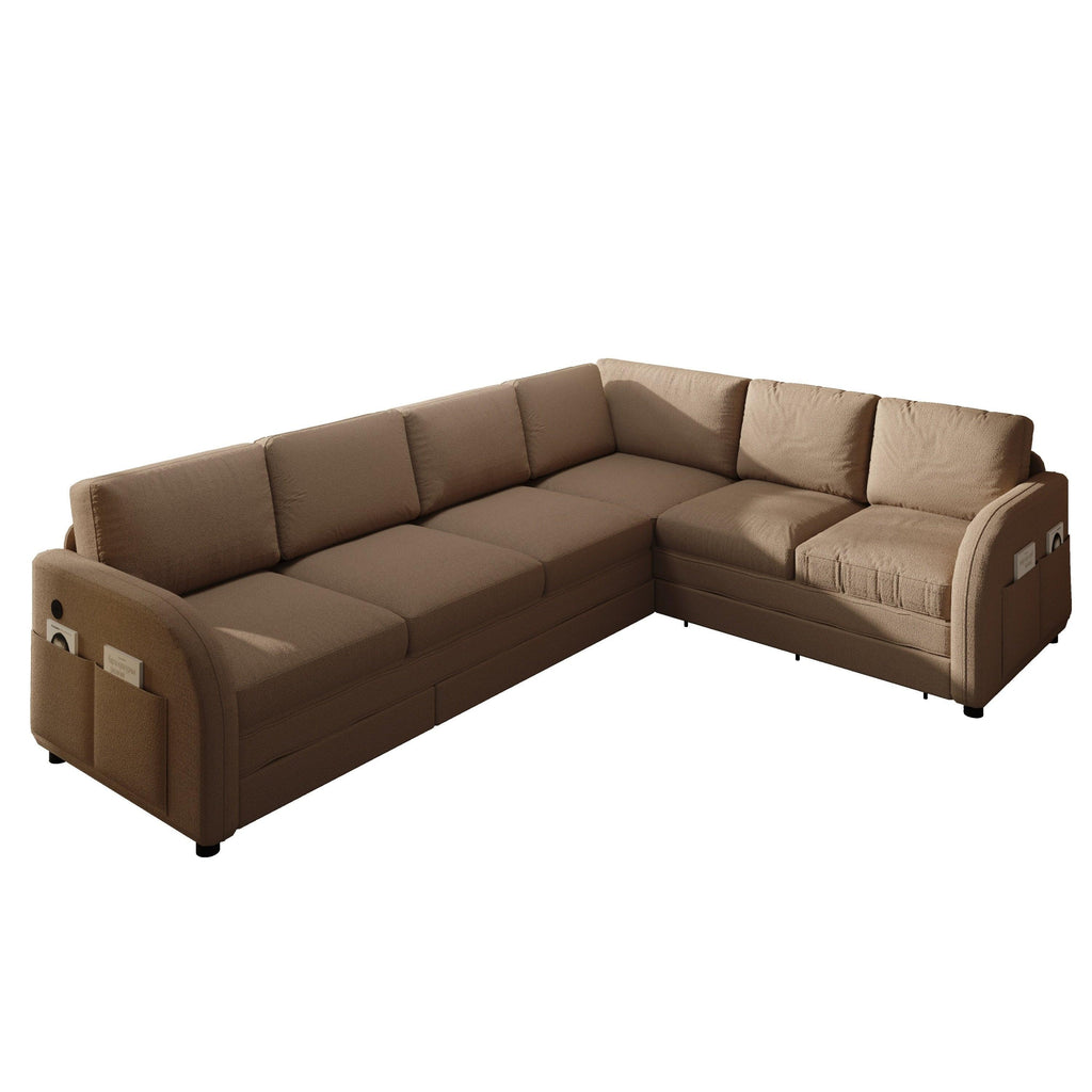 L-Shaped Sofa Couch with Pull-Out Bed for Modern Living.