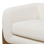 Close-up of Alpine 44' Sherpa Arm Chair's plush ivory white boucle fabric and removable seat cushion.
