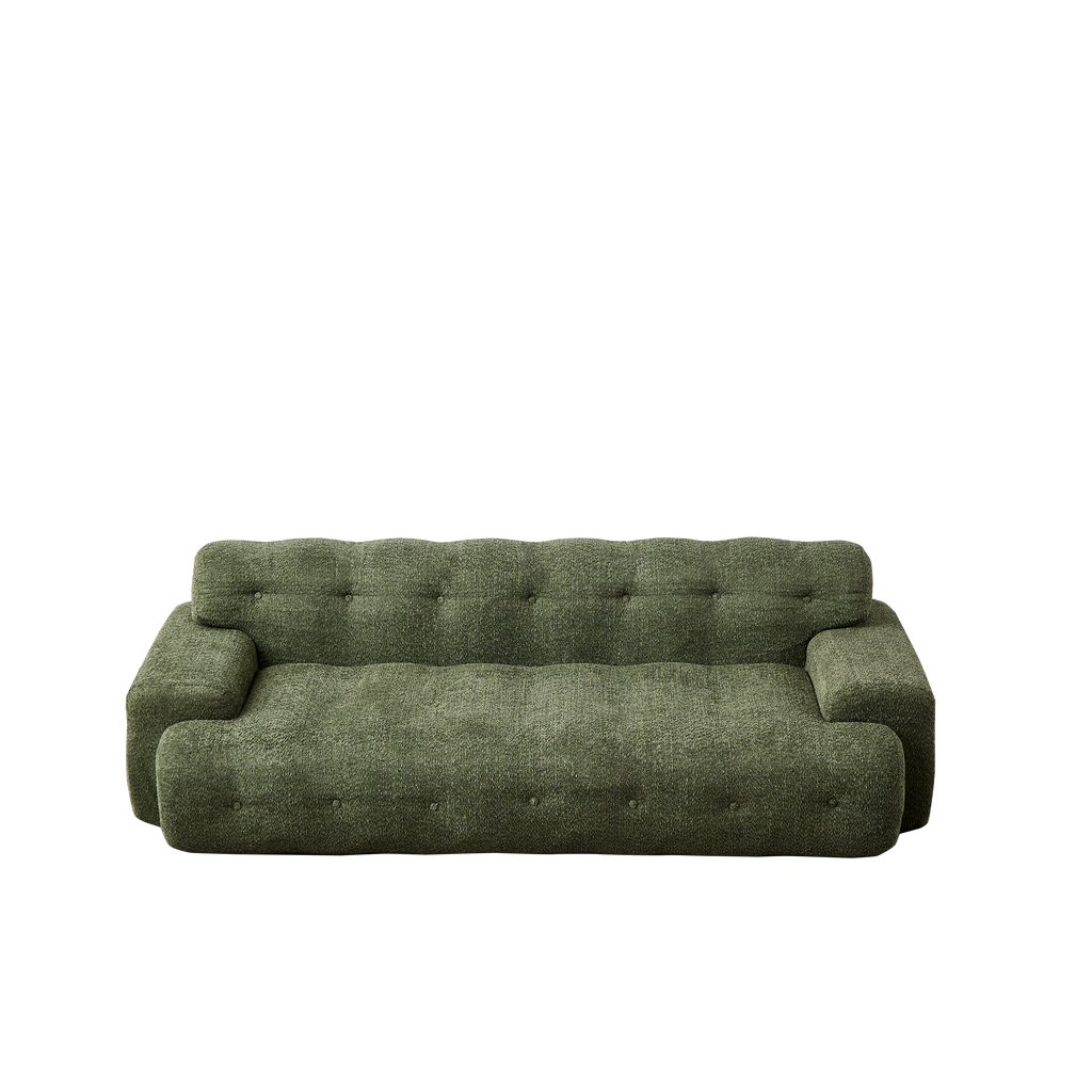 Chenille Button-Tufted Three-Seater Sofa for Comfort.