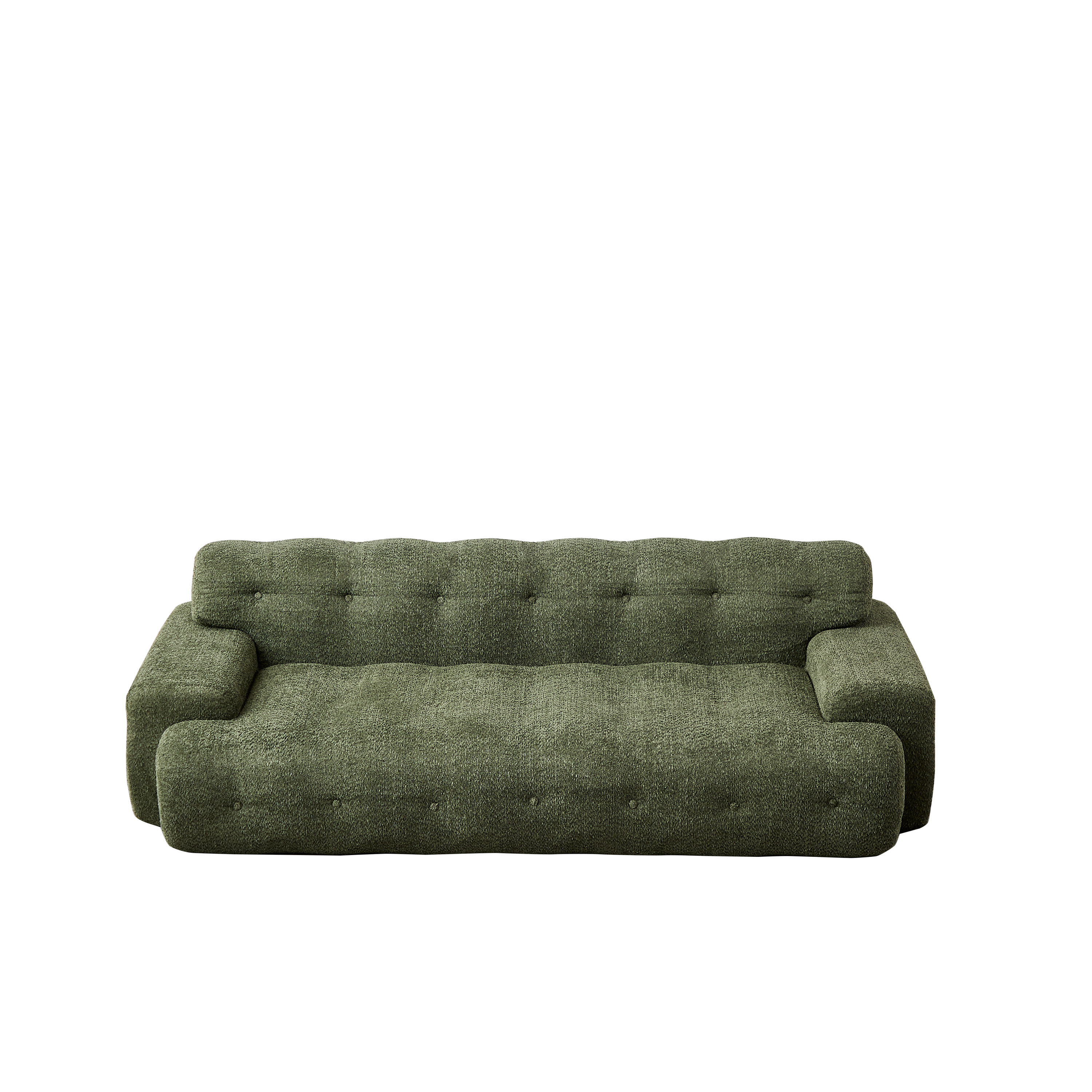 Chenille Button-Tufted Three-Seater Sofa for Comfort.