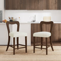Counter Stools Set of 2 - Walnut+Beige in modern kitchen with ergonomic backrest and cushioned seats. Stylish seating for counter-height surfaces.