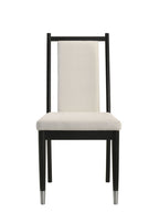 Front view of Contemporary Dining Side Chair - Modern Seating | 2pc Set with sleek black frame and cushioned white seat and backrest.