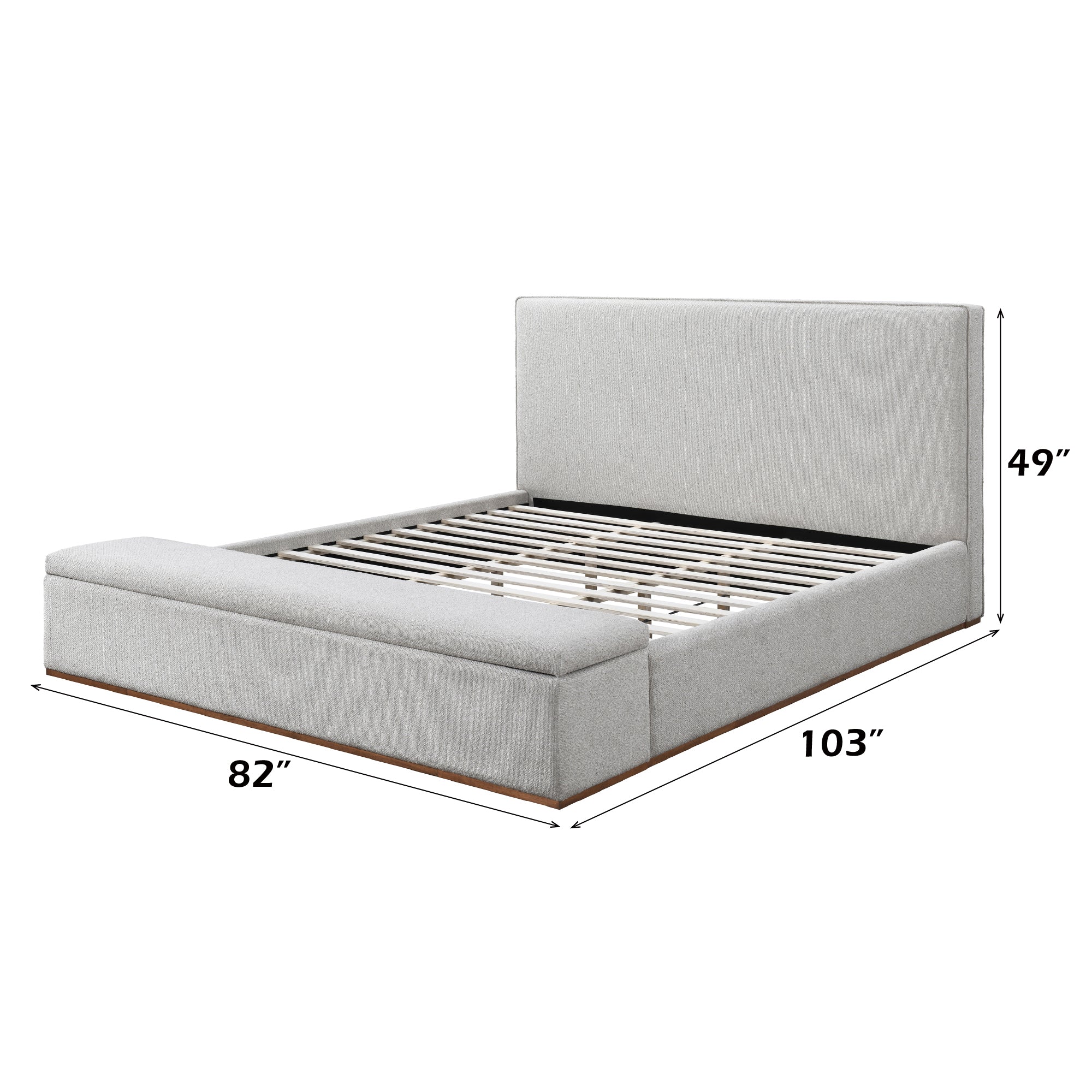 Boxter Beige King Bed with Storage - Elegant Design with dimensions 82x103x49 inches, ideal for spacious bedrooms.