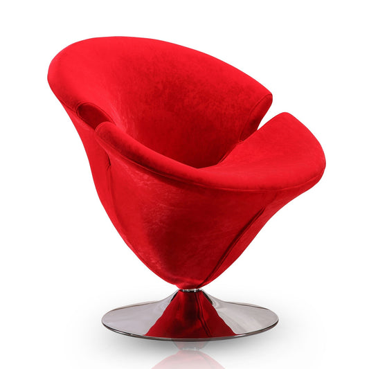 Tulip Velvet Swivel Lounge Chair in Red