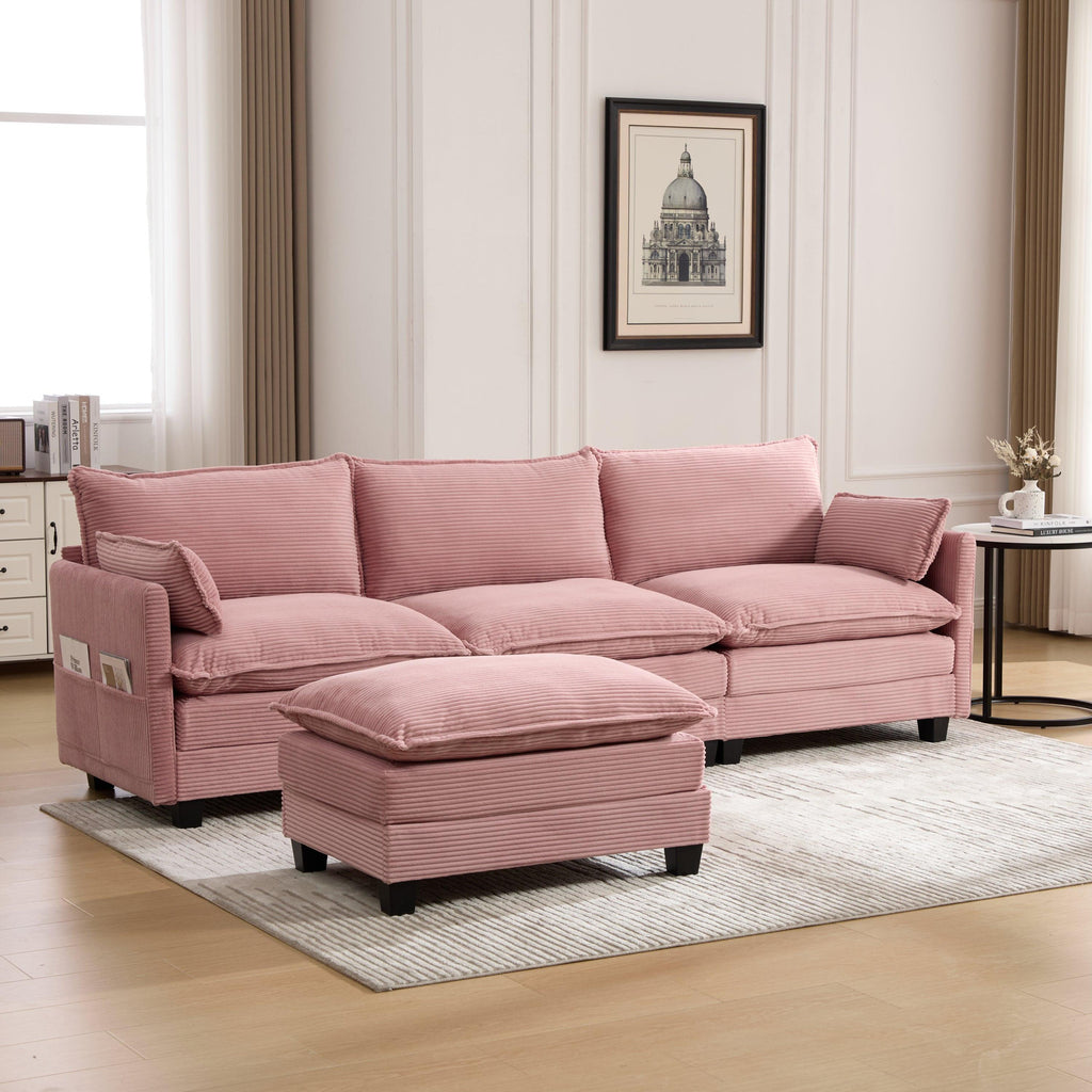 Oversized Modular Sectional Sofa with Movable Ottoman.