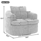 Modern 360° Swivel Accent Barrel Chair with Dual-Layer Cushion in Beige & Brown Faux Fur, 36.6' Round Seating for Living Room, Bedroom, Office, or Hotel.